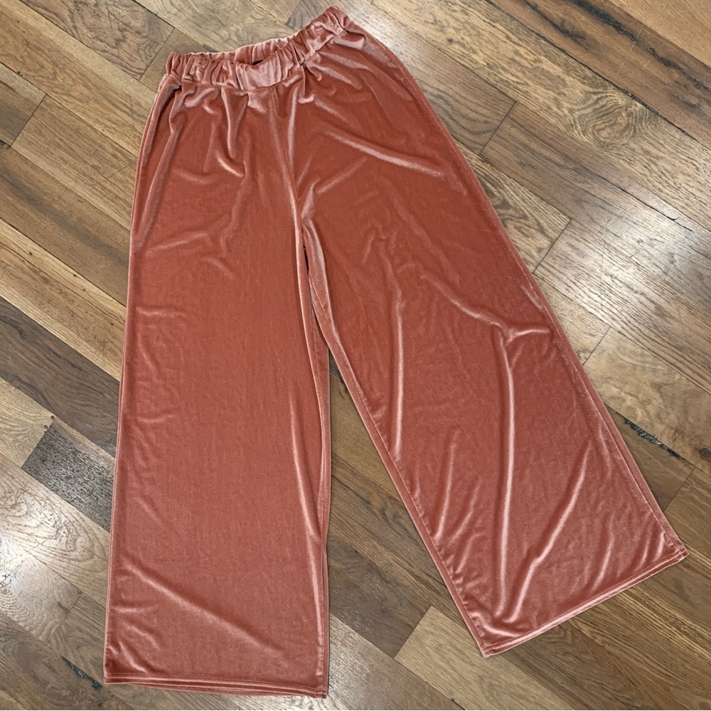 PrettyLittleThing Pink Velour Wide Leg Pants Size 4 - Picture 6 of 8